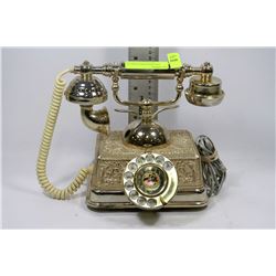 VINTAGE GOLD COLOURED TELEPHONE WITH ENGRAVING