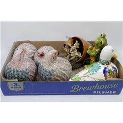 FLAT WITH GARDEN DECOR INCL. 4PC BIRD SET,CERAMIC