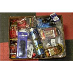 BOX OF CAR STEREO ACCESSORIES