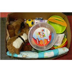 BOX OF KID'S ITEMS INCL. HORSE BACKPACK &