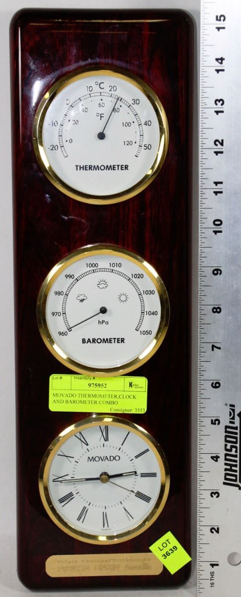 Barometer Clock Combo Insert MOVADO THERMOMETER,CLOCK AND BAROMETER COMBO
