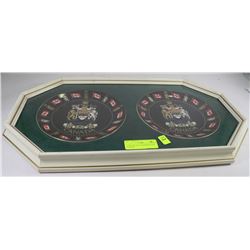 2-COAT OF ARMS CANADA PLATES IN FRAME