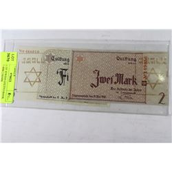 REPLICA OF JEWISH GHETTO BANK NOTES 5 AND 2 MARK