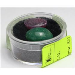 #26-NATURAL RUBY & NATURAL EMERALD 2PCS 25.5CT