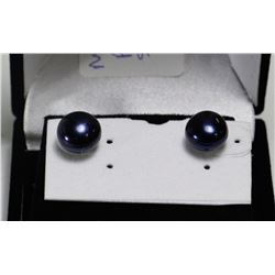 BLACK FRESHWATER PEARL .925 SILVER EARRINGS GRADE AA