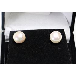 CREAMY MILK TONE FRESHWATER PEARL .925 SILVER EARRINGS, GRADE AA