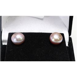 .925 SILVER LAVENDER FRESHWATER PEARL EARRINGS, GRADE AA