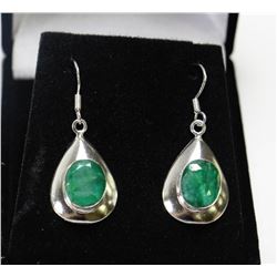 NATURAL GREEN EMERALD .925 SILVER EARRINGS