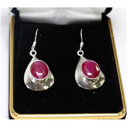 NATURAL RED RUBY .925 SILVER EARRINGS