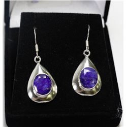 NATURAL BLUE SAPPHIRE .925 SILVER EARRINGS