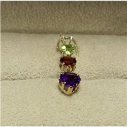 #22-10KT GOLD PERIDOT,GARNET, AMETHYST PENDANT