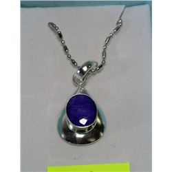NATURAL BLUE SAPPHIRE .925 SILVER PENDANT