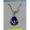 Image 1 : NATURAL BLUE SAPPHIRE .925 SILVER PENDANT