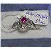 Image 1 : .925 STERLING SILVER NATURAL RUBY & CZ RING -