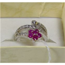 .925 SILVER SZ 7 RING WITH RUBY & CZ