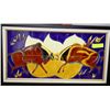 Image 1 : FRAMED TILE PICTURE OF BULLS
