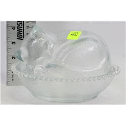 GLASS CAT LIDDED CANDY DISH