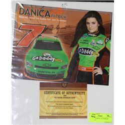 DANICA PATRICK  AUTOGRAPH WITH COA