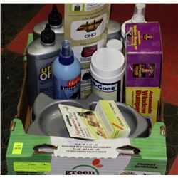 BOX OF BRAND NEW ASSORTED DOG/CAT CARE ITEMS