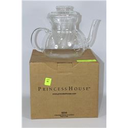 PRINCESS HOUSE ETCHED GLASS TEA CARAFFE WITH LID