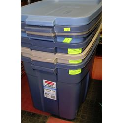 LOT OF 4 RUBBERMAID TUB WITH LIDS