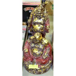 PAIR OF HAPPY BUDDHA'S - 12" & 10"