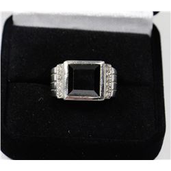 MEN'S 18K GOLD PLATED .925 SILVER HEMATITE RING