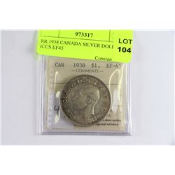 RR.1938 CANADA SILVER DOLLAR ICCS EF45