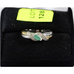 LADIES .925 SILVER EMERALD RING