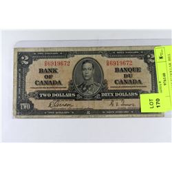 1937 CANADIAN $2 DOLLAR  BILL