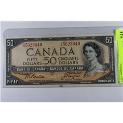 1954 CANADIAN $50 DOLLAR BANKNOTE