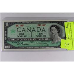 CANADIAN CENTENNIAL $1 DOLLAR BILL GEM UNC