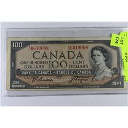 1954 CANADIAN $100 DOLLAR BILL