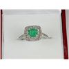 Image 1 : 10KT WHITE GOLD EMERALD AND DIAMOND RING W/ COA