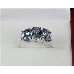 14KT WHITE GOLD NATURAL TANZANITE RING W/ COA