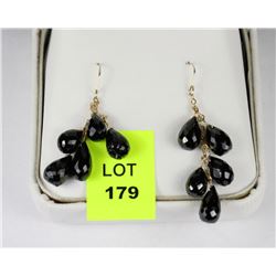 14KT GOLD BLACK ONYX TEARDROP EARRINGS W/ COA