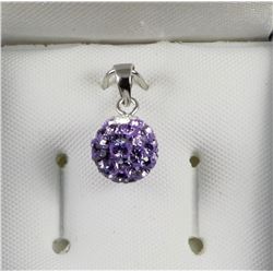 #47-STERLING SILVER PURPLE CUBIC ZIRCONIA SPHERE