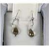 Image 1 : #2-STERLING SILVER GENUINE SMOKEY QUARTZ EARRINGS