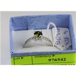 .925 STERLING SILVER NATURAL PERIDOT & CZ RING