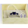 Image 1 : .925 STERLING SILVER NATURAL SAPPHIRE & CZ RING