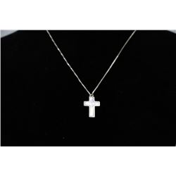 .925 SILVER CHAIN WITH MOTHER OF PEARL CROSS