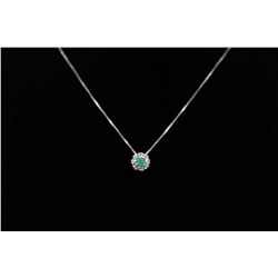 ITALY .925 SILVER CHAIN WITH EMERALD PENDANT - 18"
