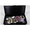 Image 1 : BOX WITH FASHION JEWELLERY AND TOKEN COINS