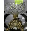 Image 1 : PINWHEEL CRYSTAL CANDY DISH WITH BRASS BASE