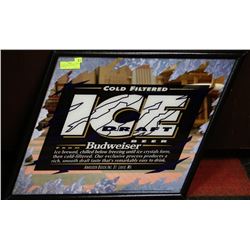 ICE DRAFT BEER MIRROR SIGN - BUDWEISER -