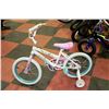 Image 1 : HUFFY GIRLS BIKE WITH TRAINING WHEELS
