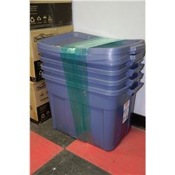 STACK OF 4 RUBBERMAID CONTAINERS WITH LIDS