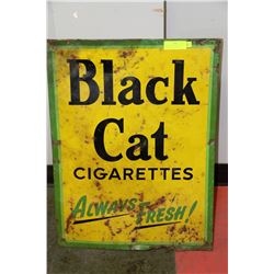 VERY RARE 1950'S BLACK CAT CIGARETTES,ENAMEL SIGN