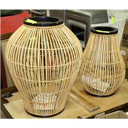 LOT OF 2 ETHAN ALLEN  WICKER DECORATIVE VASES