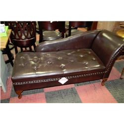 NEW BROWN LEATHERETTE STORAGE CHAISE LOUNGE
